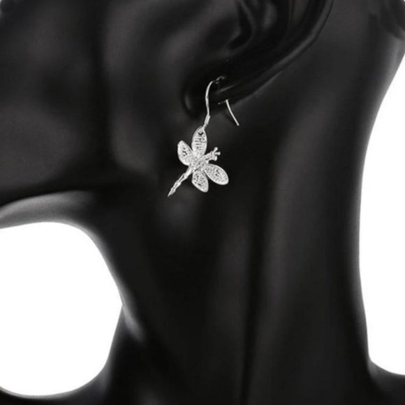 Selena Serenity Dragonfly Dangle Earrings Sterling Silver Gift Boxed. - Picture 2 of 4